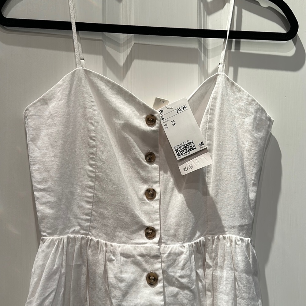 White linen H&M button down dress